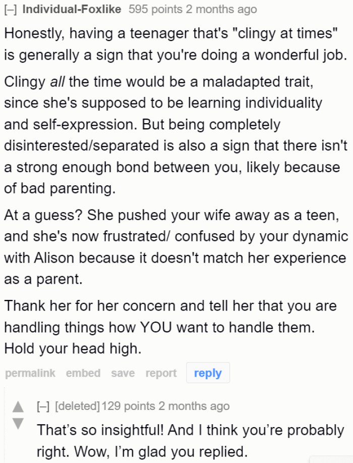 A Redditor points out that if they're still this close, then the OP is doing great as a parent.