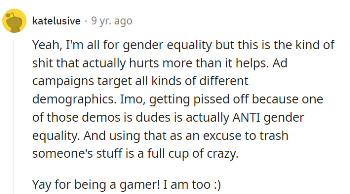 Roommate's soda saga seems counterproductive to gender equality. Gamers unite!