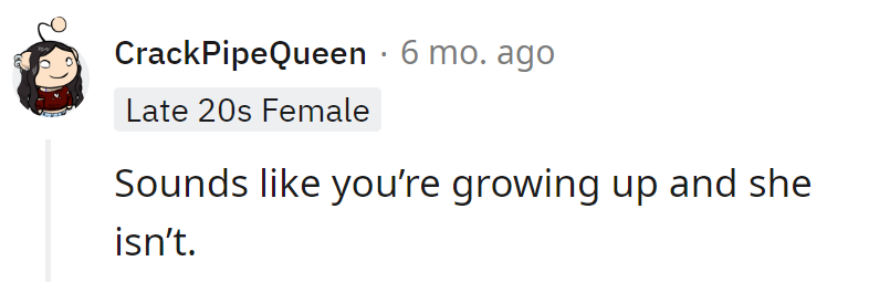 Growing up like a fine wine; she's still chilling in the grape stage.