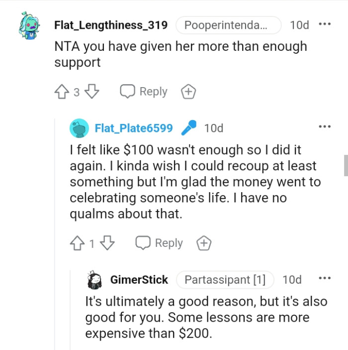 The money went into celebrating someone's life