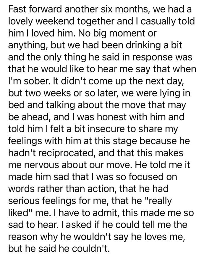 After a while, OP confronted her boyfriend about it, and his answer was still ambiguous.