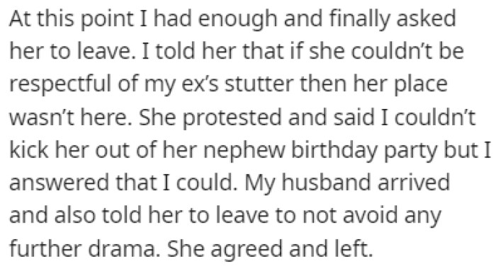 OP had enough and she asked her SIL to leave the party