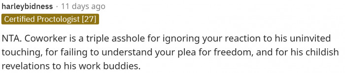 First comment declares that she's NTA because, well, she's not.