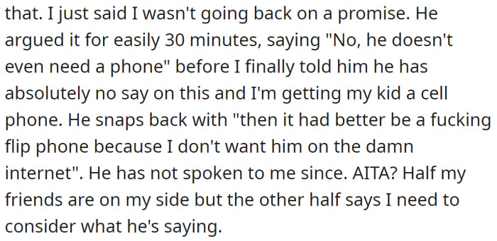 Their discussion didn't go well, so she wanted to hear other people's opinions