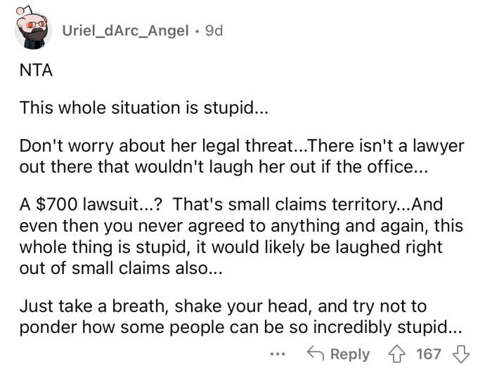 The mom's case would most likely be laughed right out of court.