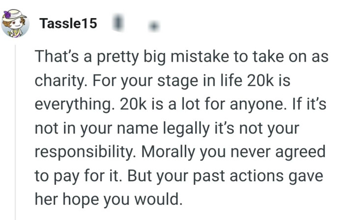 The OP never agreed to pay for it