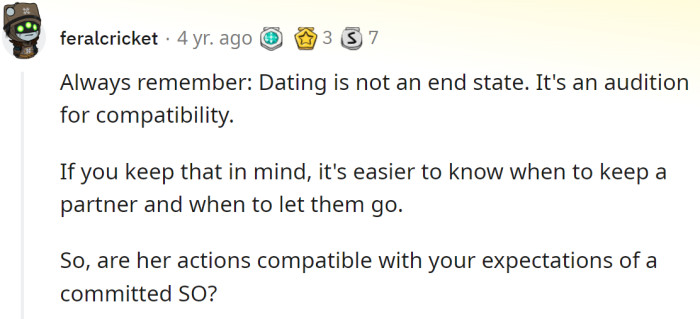 Dating is a test for compatibility