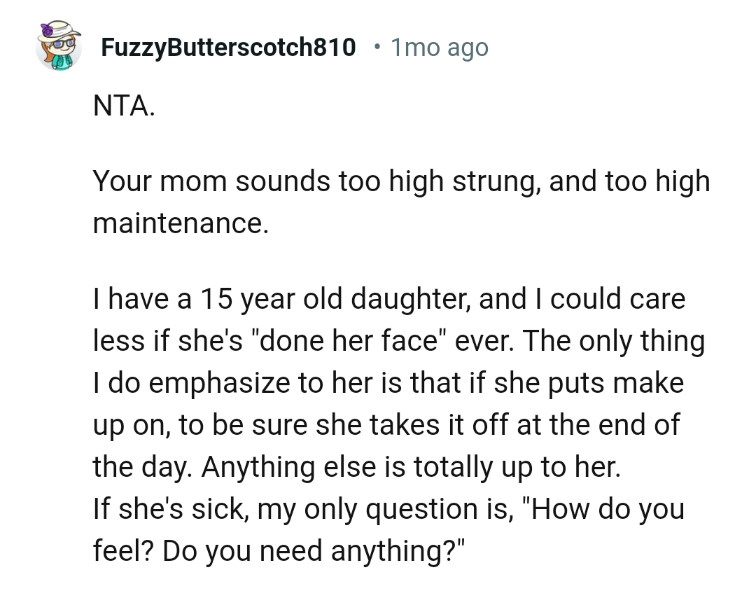 This Redditor says OP's mom sounds too high-strung