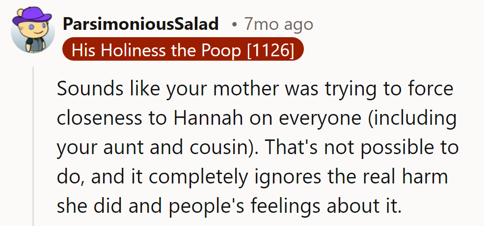 Mom's matchmaking for family closeness? Can't force it. Like trying to fit a square peg in a round hole.