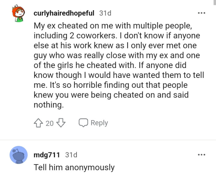 This Redditor's cheated on them a lot of times