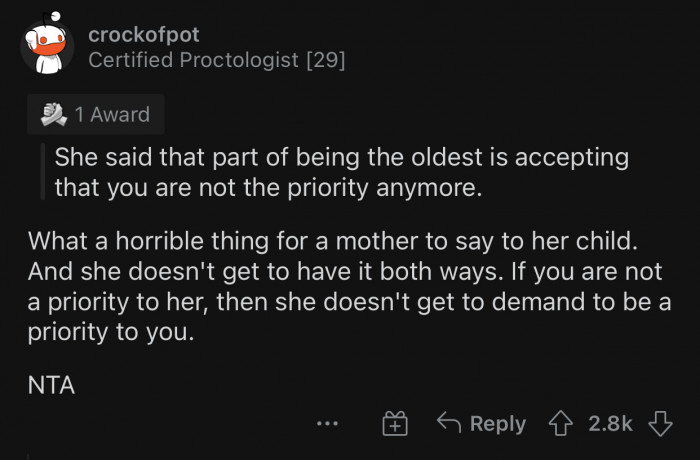 A mother should never say that to her child.