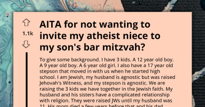 AITA For Not Inviting My Atheist Niece To My Son's Bar Mitzvah