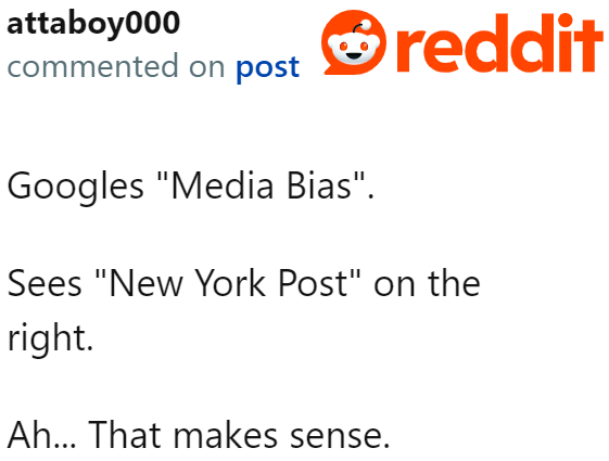 According to a user, Google-Sensei considers the New York Post biased.