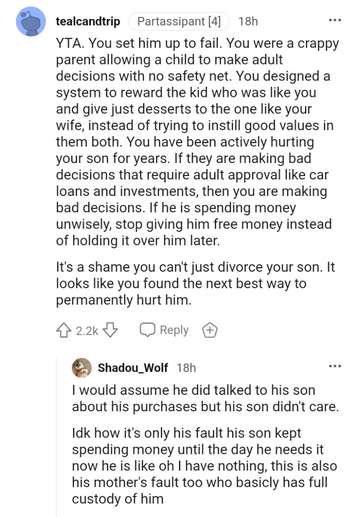 It's a shame you cants just divorce your son