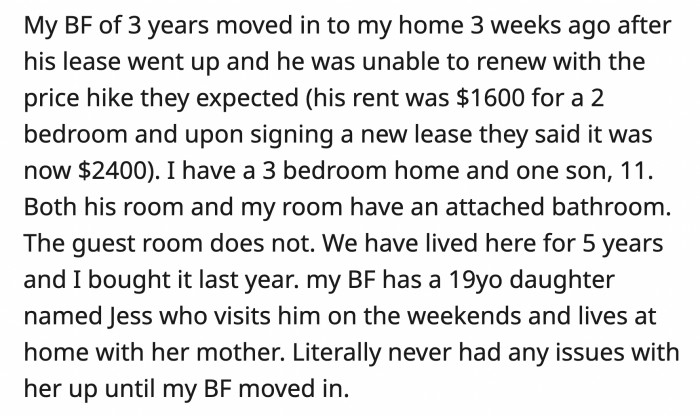 He has locked himself in OP's room and refuses to talk to her. You can read the whole messy story below: