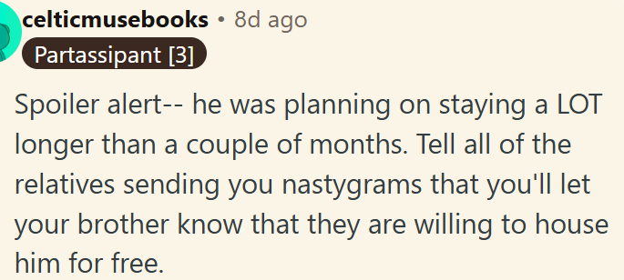 Brother’s short stay turns into a long-term plan