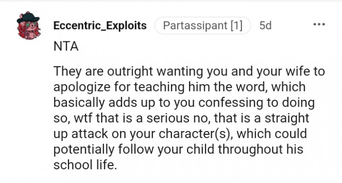 That is a straight-up attack on your character