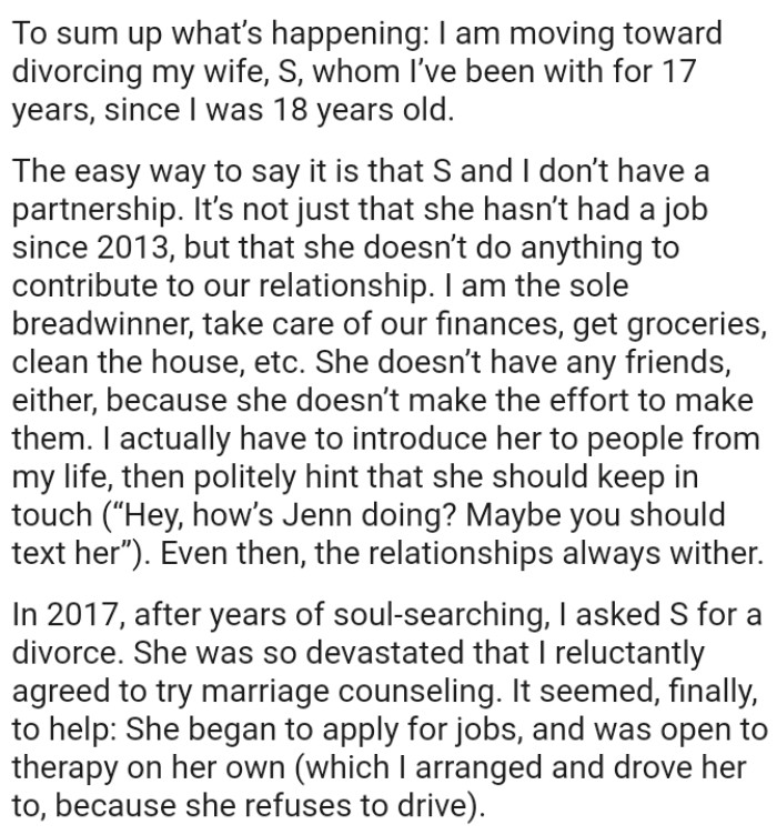OP's wife doesn’t have any friends because she doesn’t make the effort to make them