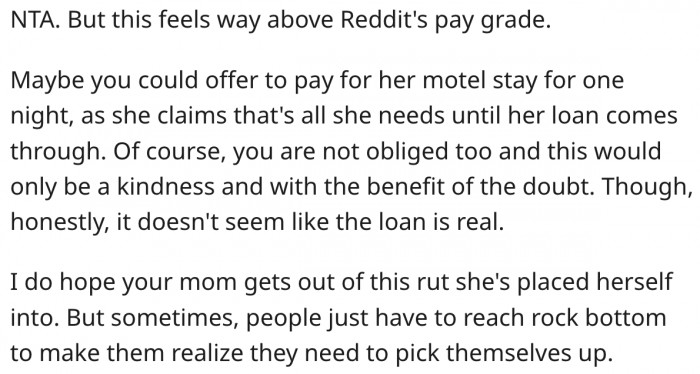 19. Getting Her Mom into a Motel Is a Much Better Alternative.