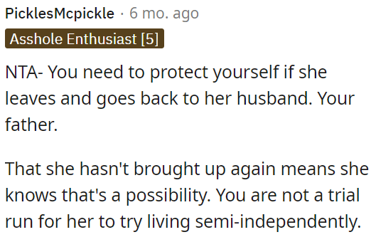 OP shouldn't be a test for her mom's semi-independent living.