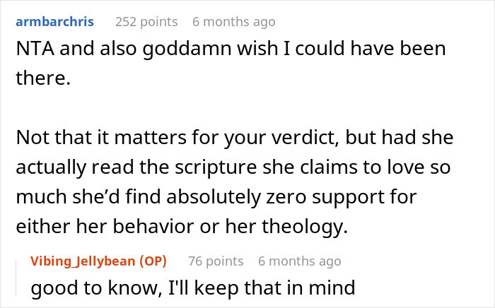 Zero support for her behavior