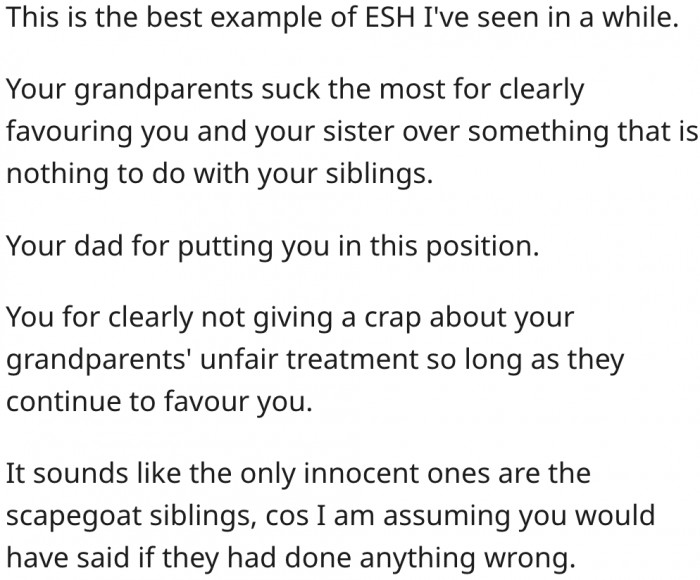 17. She doesn't care about her stepsisters because the situation favors her.