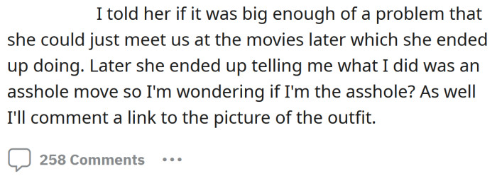 Now the OP is wondering if she is the a**hole here.