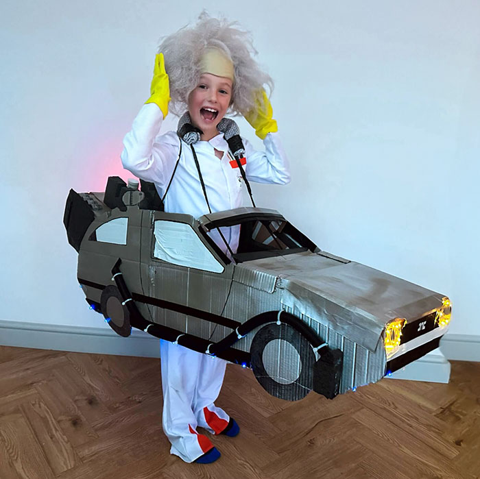 20. I Made My Son A Back To The Future Delorean Costume For Halloween