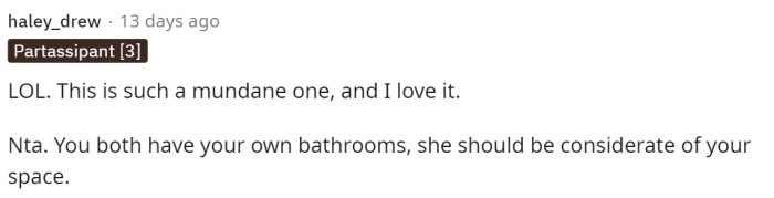 The first comment declares him NTA and mentions how they enjoy the mundane content instead of the usual craziness of Reddit.