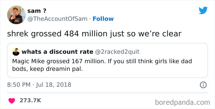 Girls like whatever they like, but obviously, the kids like Shrek, so it has nothing to do with the moms.