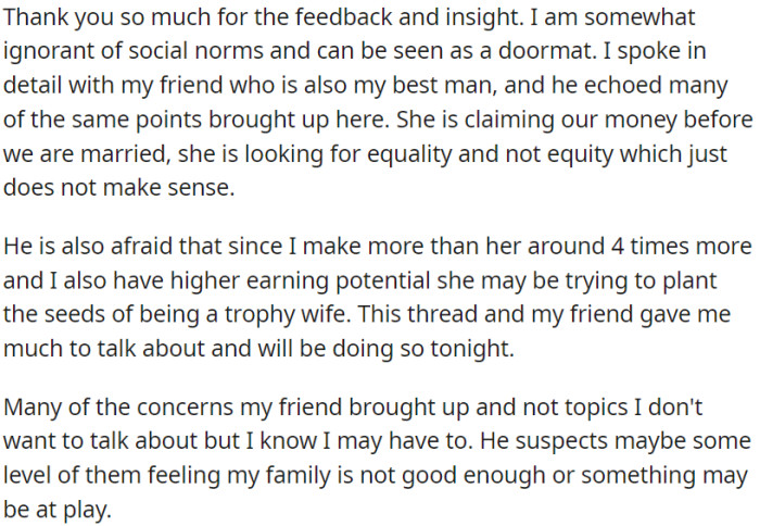 OP has discussed these issues with their best man, who shares similar concerns.