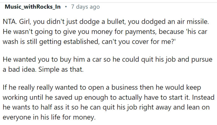 OP dodged a bullet and she is better off without him