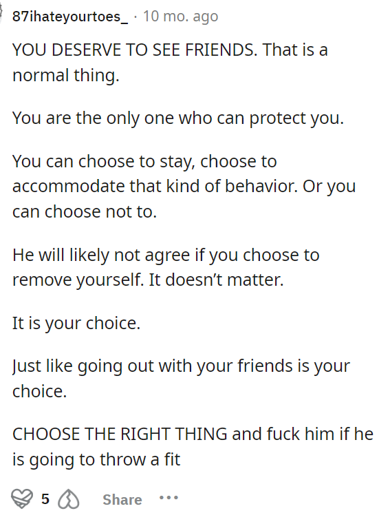 It's Totally Normal to See Friends and Go Out Like a Normal Human, Especially Since He's Crossed Her Boundaries as Well.