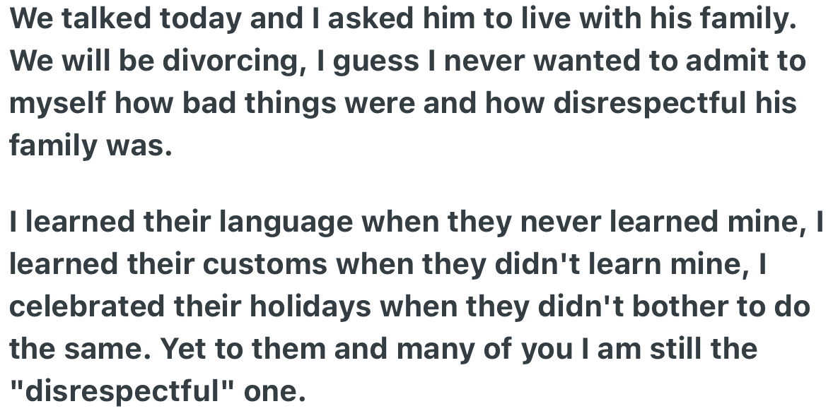 OP Finally Concluded That She Will Be Getting a Divorce