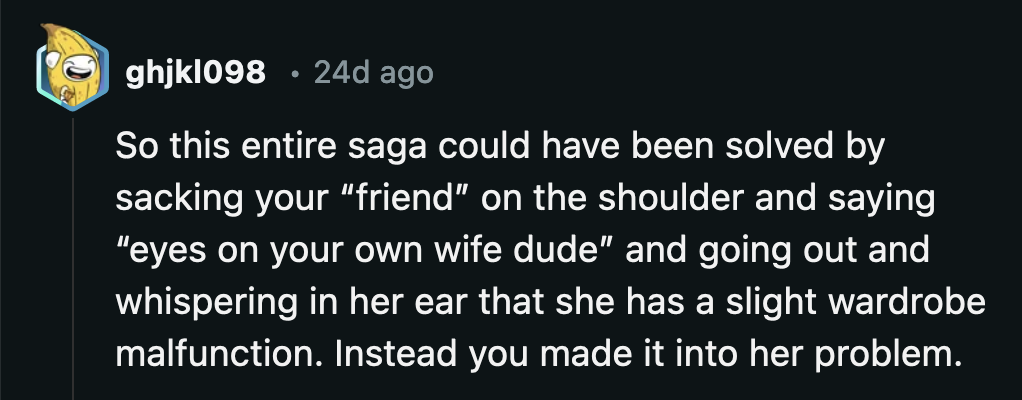 Redditors were frustrated with the conclusion. His wife was still held accountable for a man's reaction.