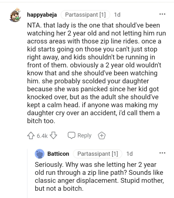 As an adult, she should have kept a calm head