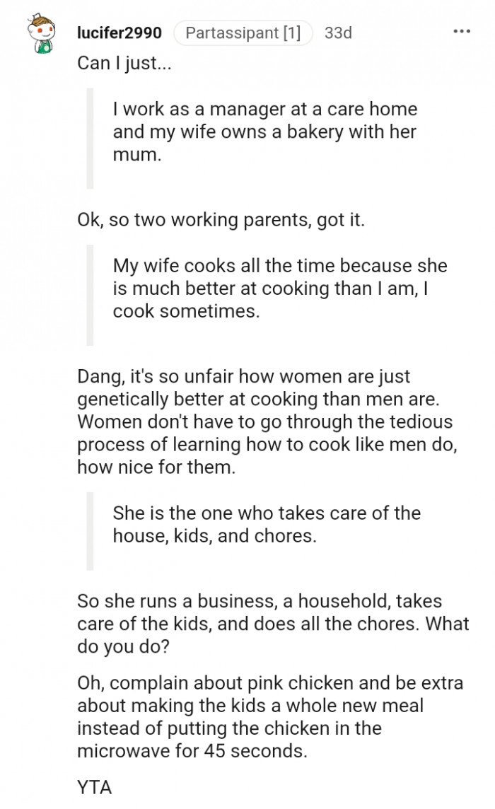 Getting genetically better at cooking than men
