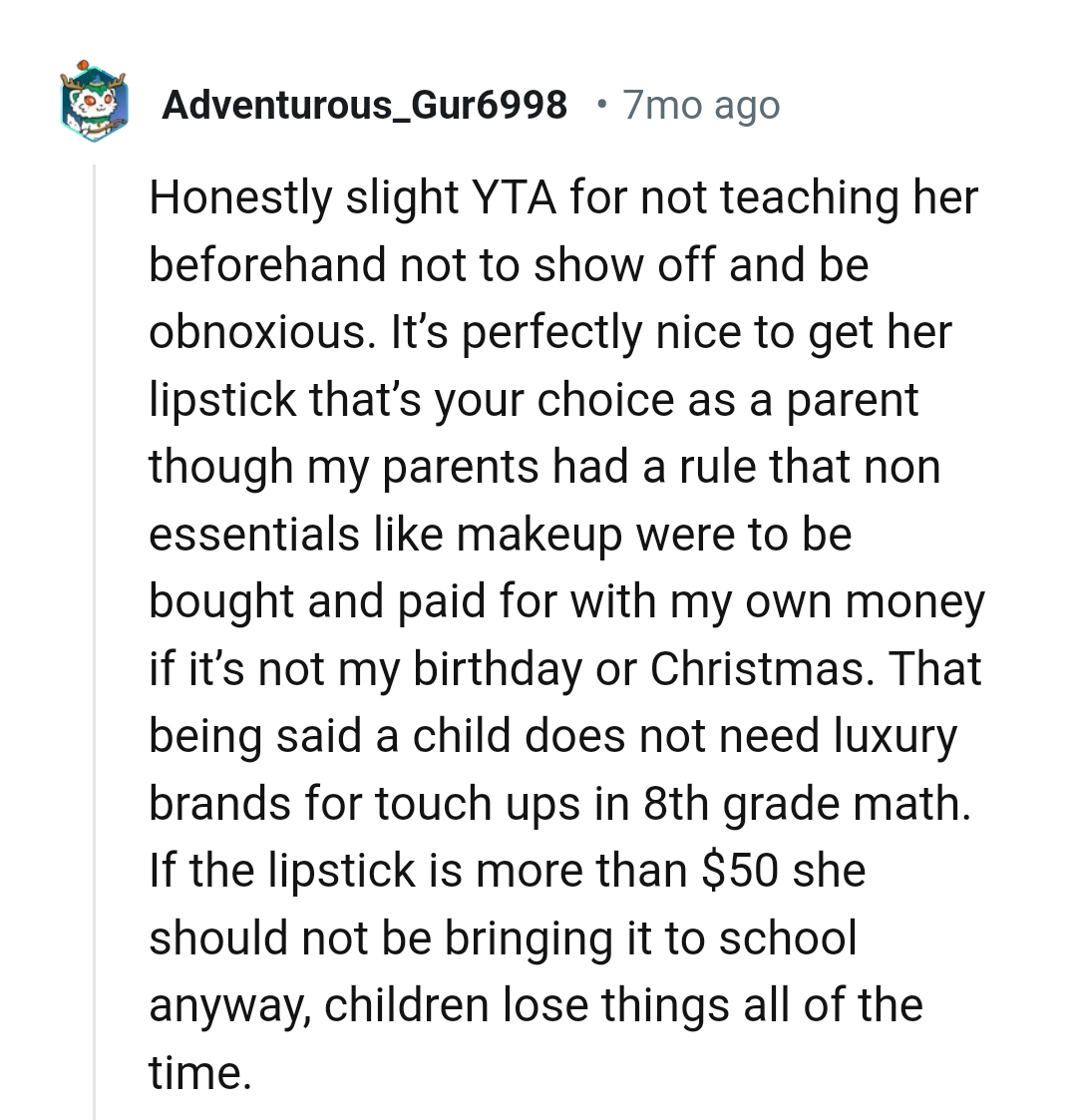 A child does not need luxury brands for touch-ups