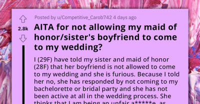 Lady Bans Her Sister From Bringing Boyfriend To Her Wedding, Fears That Will Isolate Sister In Toxic Relationship