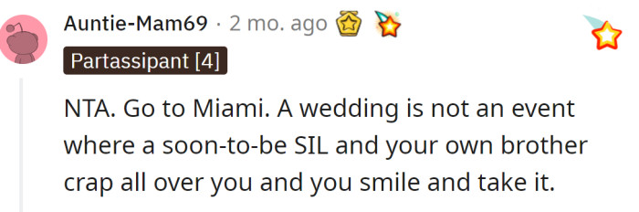 A Redditor said she should go to Miami