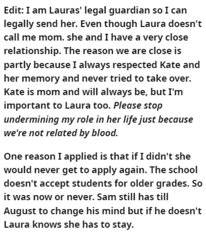 OP added a few edits to the original story where she explains things further