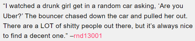 11. The bouncer intervened and rescued her.