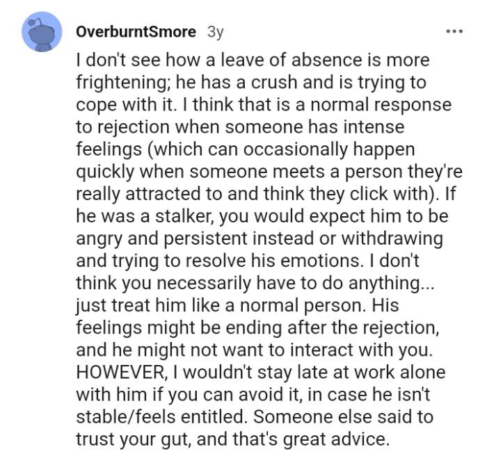 This Redditor doesn't think his feelings might be ending after the rejection