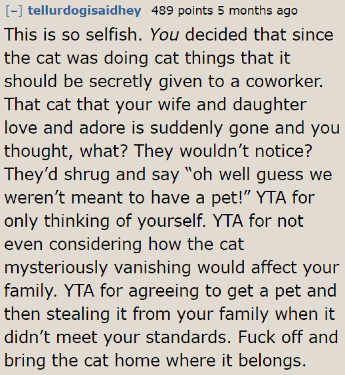 Redditors were mad at the OP for what he had done.