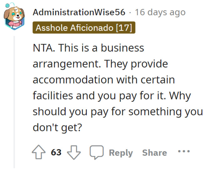It’s all just business. “Why pay for something you don’t get?”