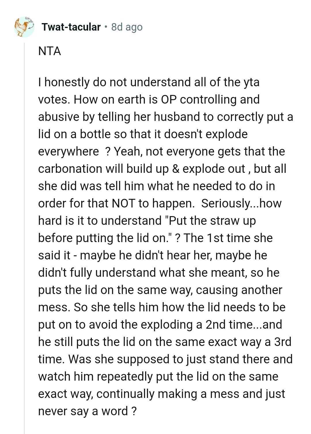 How is the OP controlling and abusive here?