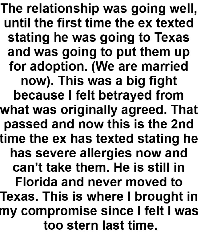 It seems that the cats have been an issue throughout their entire relationship at this point.