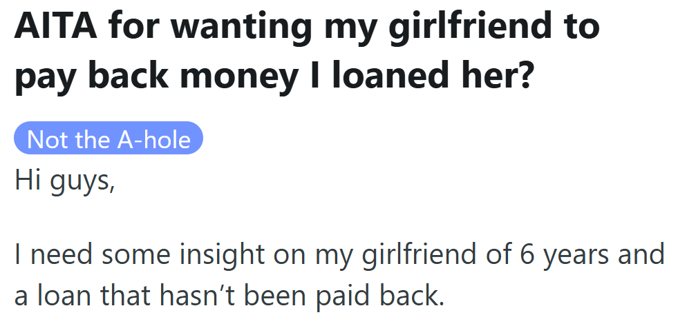 After years together, he turns to strangers online for advice about a $10,000 loan that hasn’t been repaid.