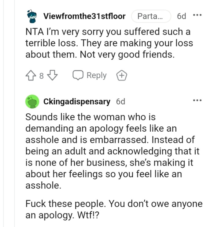 Why would they be making the OP's loss about them?