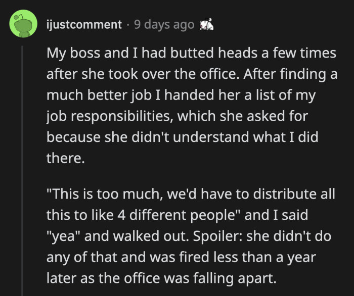 18. It looks like this OP should have been the boss